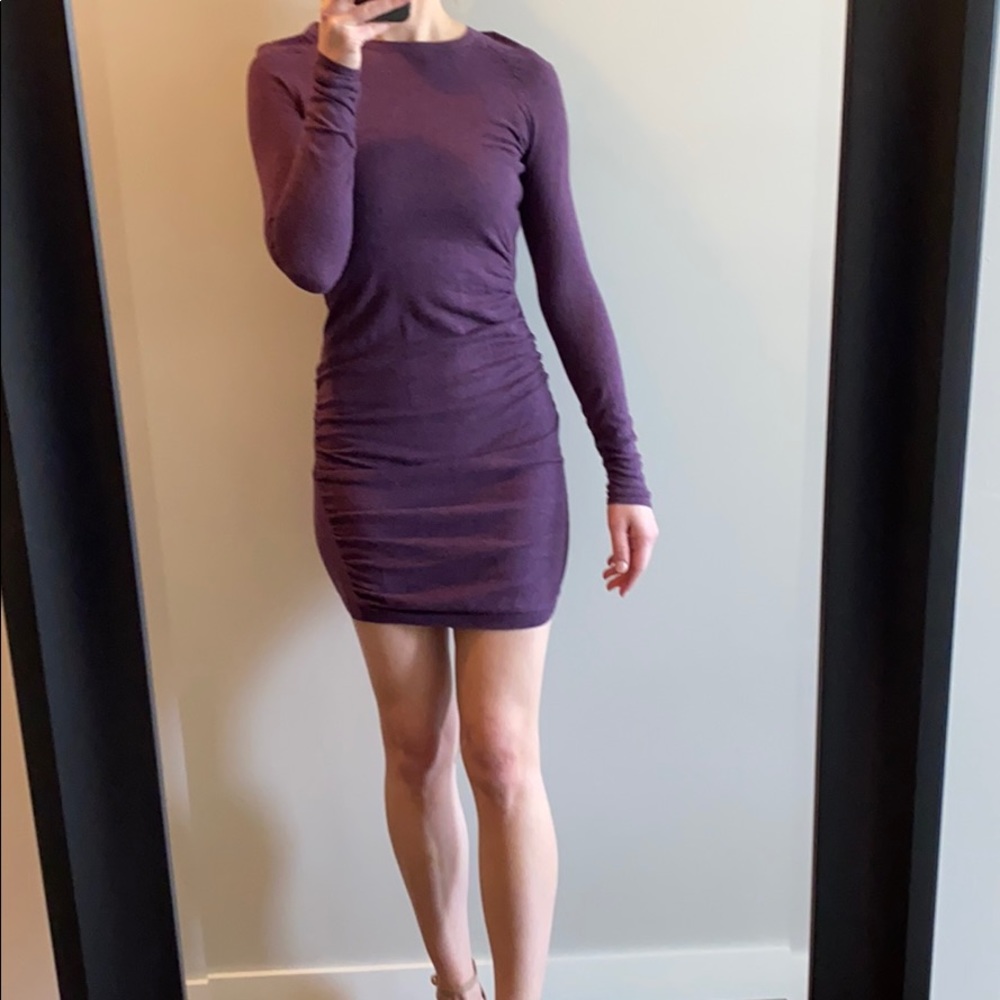 Ruched purple moda dress